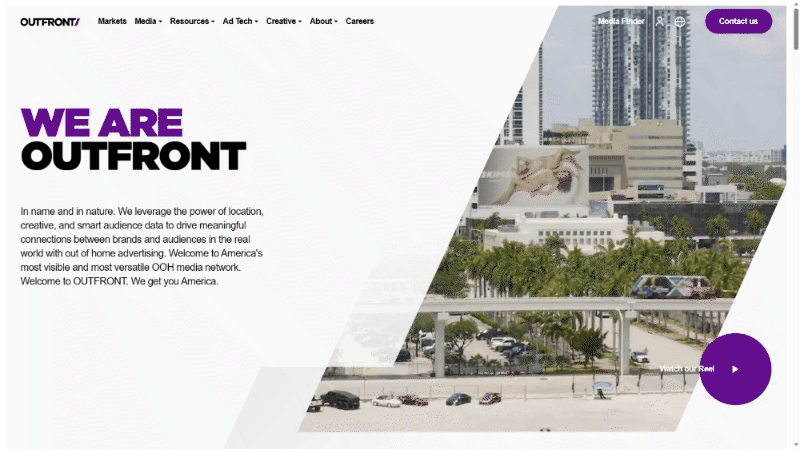 OUTFRONT OOH Advertising Services & Marketing Solutions UX Design OUTFRONT - OOH Advertising Services & Marketing Solutions - UX Design - GIF